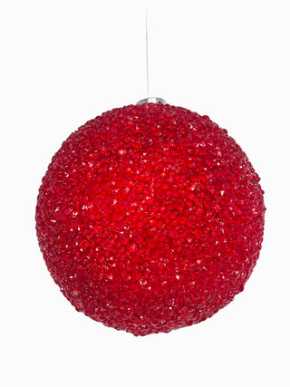 Beaded Ball Ornament Red 6"D