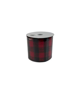 Felt Red/Black Buffalo Plaid Ribbon 4"W x 10yd