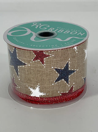 Red, White, and Blue Glitter Star Ribbon 2.5" x 10 Yd