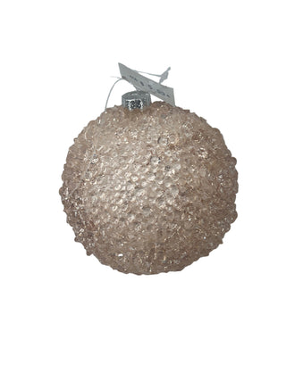 Beaded Ball Ornament Pink-Champagne 3.5"