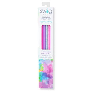 Reusable Straw Set- Cloud Nine Glitter