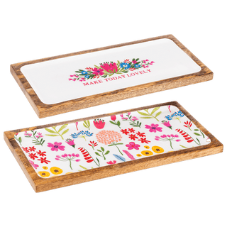 "Make Today Lovely" Botanical Wood Tray Small