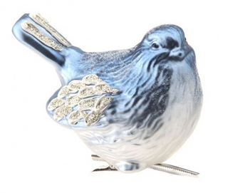 Blue/White Glass Chickadee 4"
