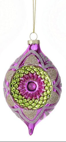 Glass Reflector Finial Ornament (3 Asst) 5"