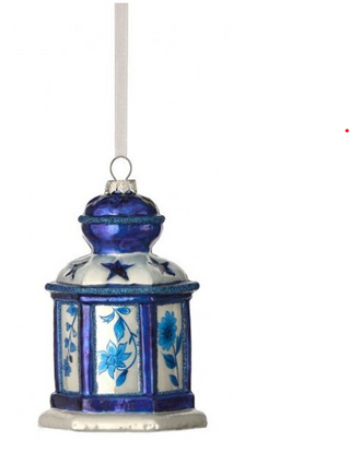 Glass Chinoiserie Lantern Ornament 5.5"