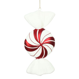 Red-White Round Swirl Candy Ornament 12" (Box of 2)