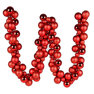 Ball Ornament Garland Red 6'
