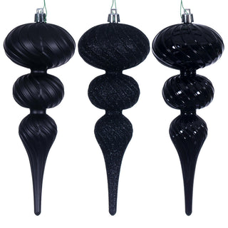 Swirl Finial Ornament Black 8" (Bag of 6)
