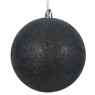 Black Glitter Ball Ornament 4" (Bag of 6)