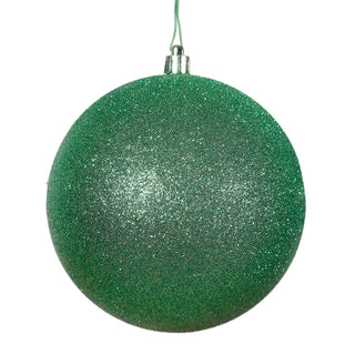 Glitter Ball Ornament Green  6"(Bag of 4)