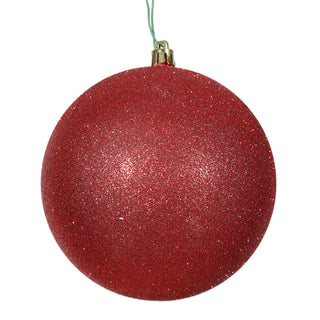 Red Glitter Ball Ornament 4" (Bag of 6)