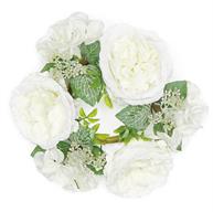 Rose & Hydrangea Mixed Candle Ring 3" Cream