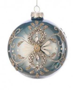 Blue/Gold Jewel Glass Ornament (2 Asst) 4-6"