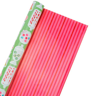 Sweet Treats/Pink and Red Diagonal Stripes 30"x10' Reversible Holiday Wrapping Paper