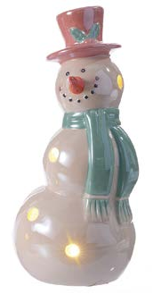 Lit Ceramic Pastel Snowman (2 Asst) 10"