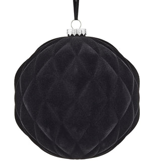 Flock Ball Ornament Black 6"