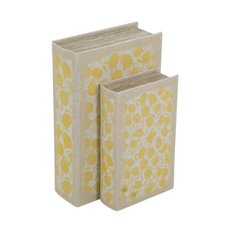Floral Motif Book Box Yellow - Large