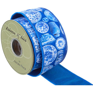 Chinoiserie Canvas Ribbon Blue-White  2.5" x 10 yd