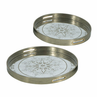 Silver Mirror Tray w/ Crest 17.5" - Lg